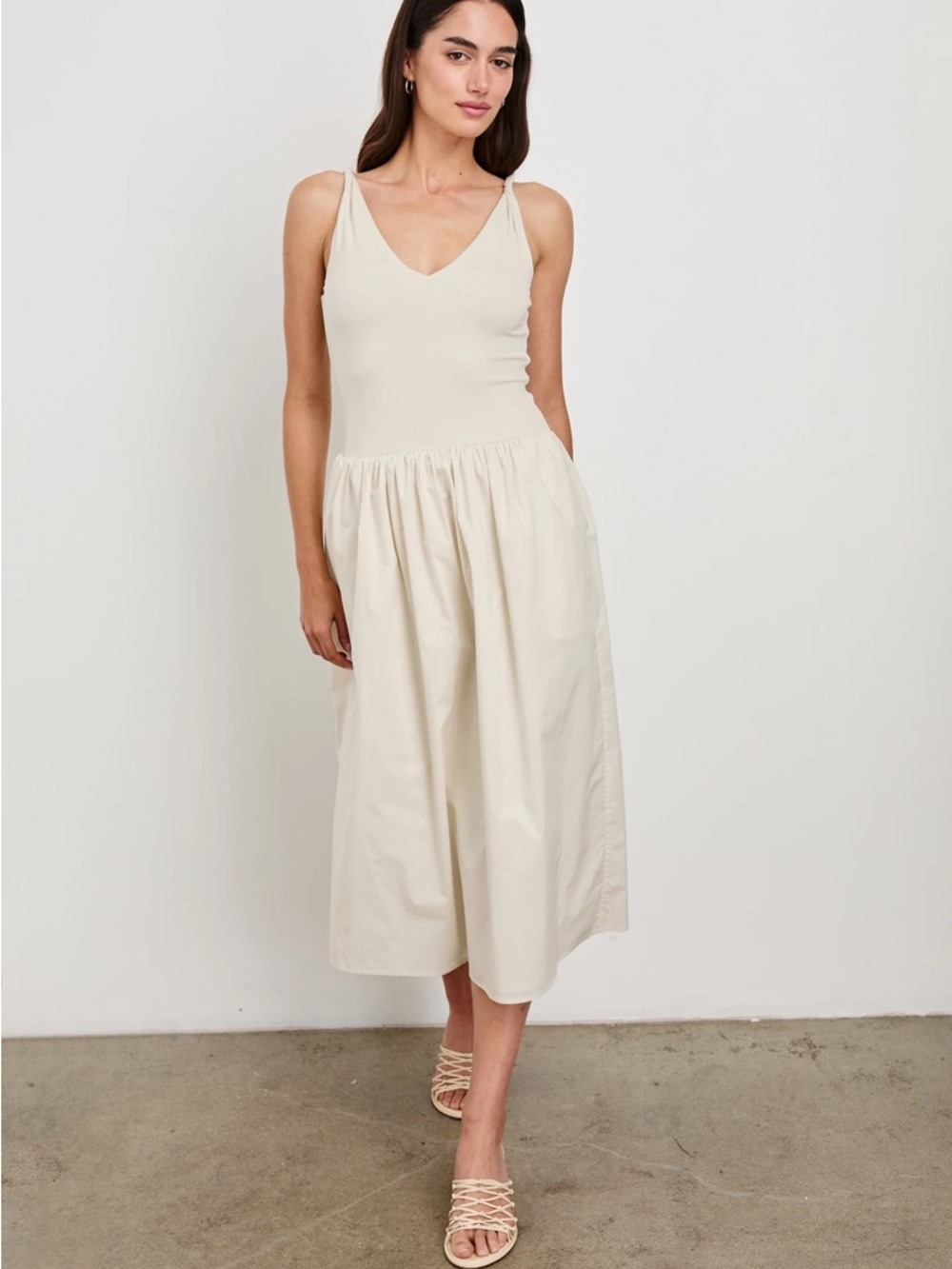 Rails Franca Ivory V-Neck Midi Dress- Revolve